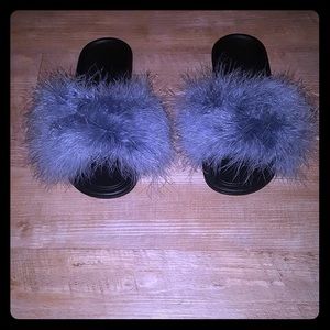 Vintage Rose custom fur slides